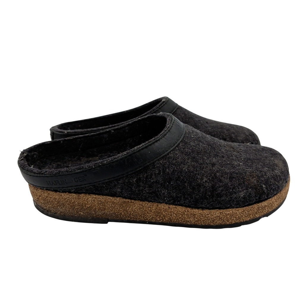 Haflinger Grizzly Wool Clogs Charcoal Gray Felt Slip On Shoes EU 39 Womens 8-8.5
